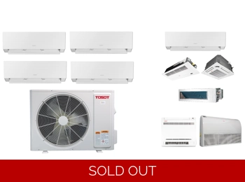 TOSOT 4-Zone 21 SEER2 Mini Split H-Heat Pump (-22°F) WIFI, E-Star: 13.6 EER/10 HSPF (R32)